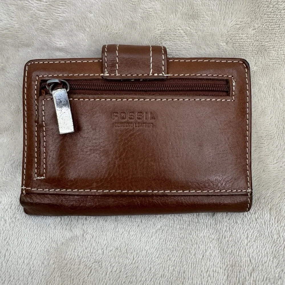 Fossil Texas Longhorns Brown Genuine Leather Bifold Tab Wallet Organizer NCAA